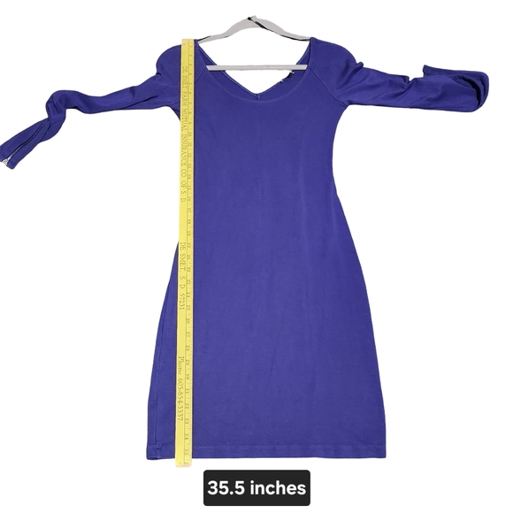 THEORY Midi Dress Womens Petite Small Royal Purple Bodycon Cocktail Minimalist - Picture 6 of 11